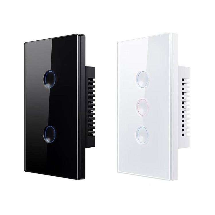 Tuya Smart WiFi Light Switch Concave Touch Button Glass Panel 1-6 Gang with Metal Aluminum Frame
